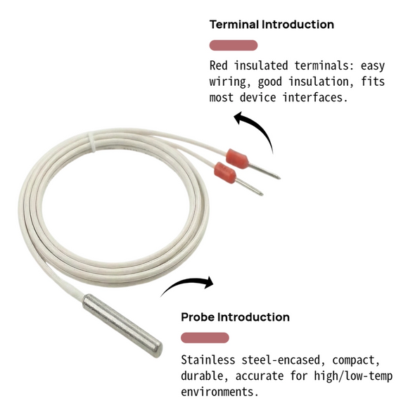 Universal NTC Sensor | Stainless Steel Probe with Insulated Pin Terminals